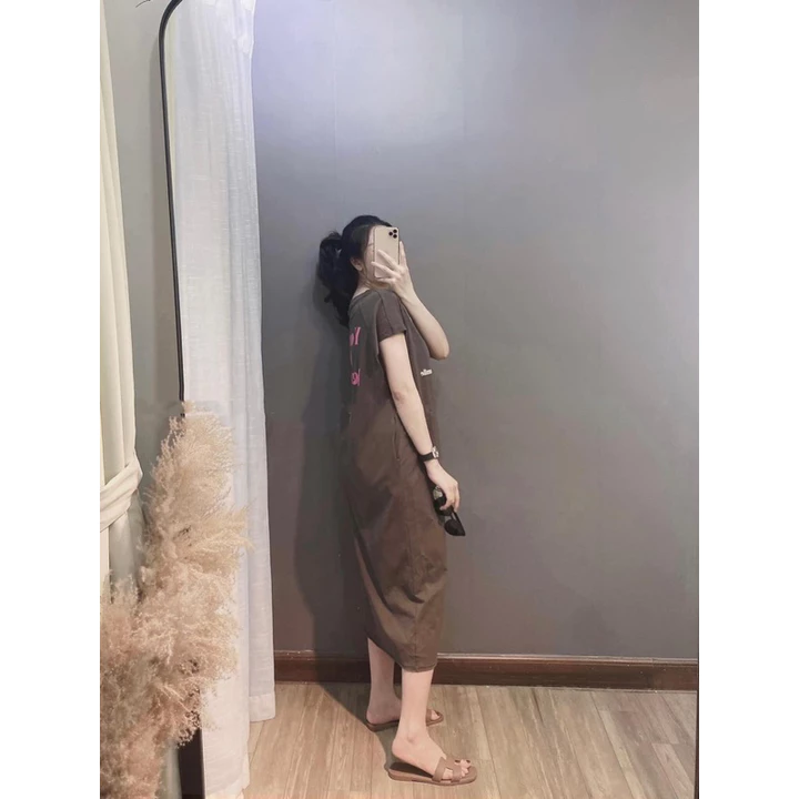 Váy Suông, Đầm Suông SMILE Cổ Tim Dáng Suông, From Rộng Chất Cotton Tàu