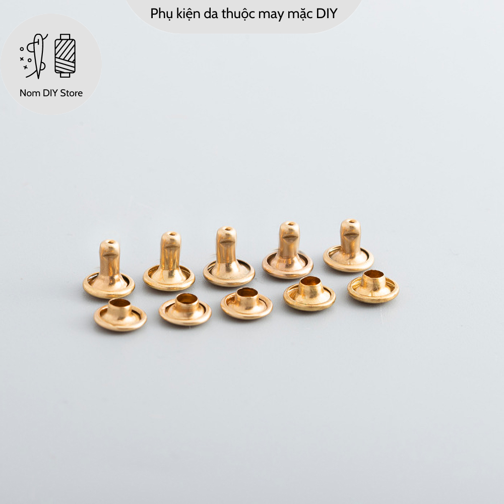 Set 10 Đinh Tán Rivet Đồng Thâu Đúc Màu Vàng Gold 14K Phụ Kiện Làm Bóp ...