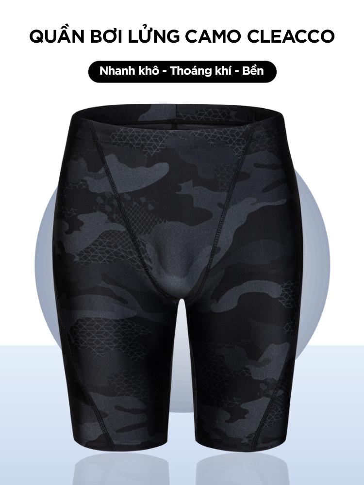 Ảnh Quần Bơi Lửng mẫu 2025 Tặng Kèm Nón Bơi Quần Bơi Nam Hoa Văn Camo Co Giãn Thoát Khí Nhanh Khô Cleacco Boro Sport 1