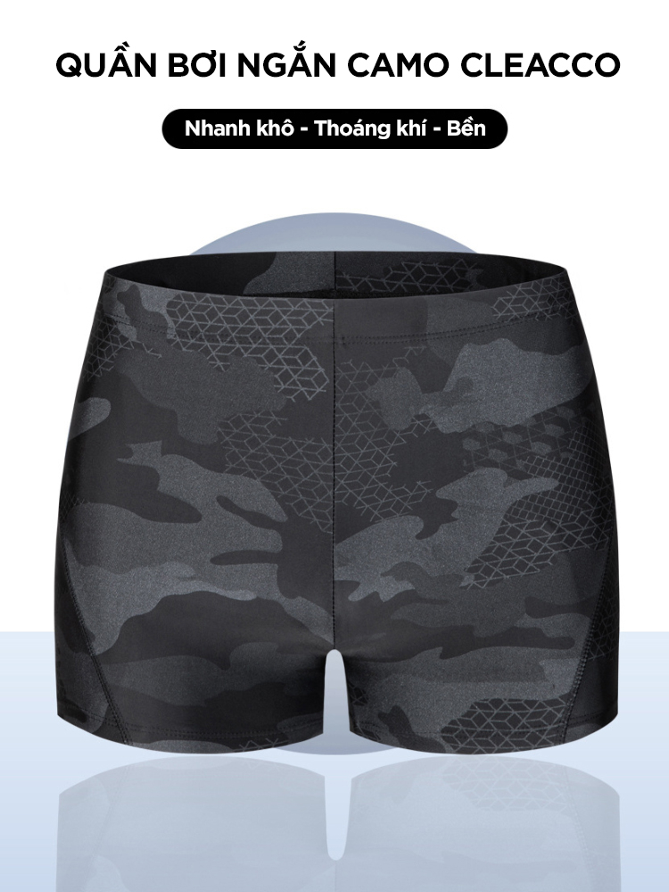 Ảnh Quần Bơi Nam Tặng Kèm Nón Bơi Bịt Tai  Hoa Văn Camo Thoát Nước Nhanh Cleacco CMNCM Boro Sport mẫu mới 2025 2