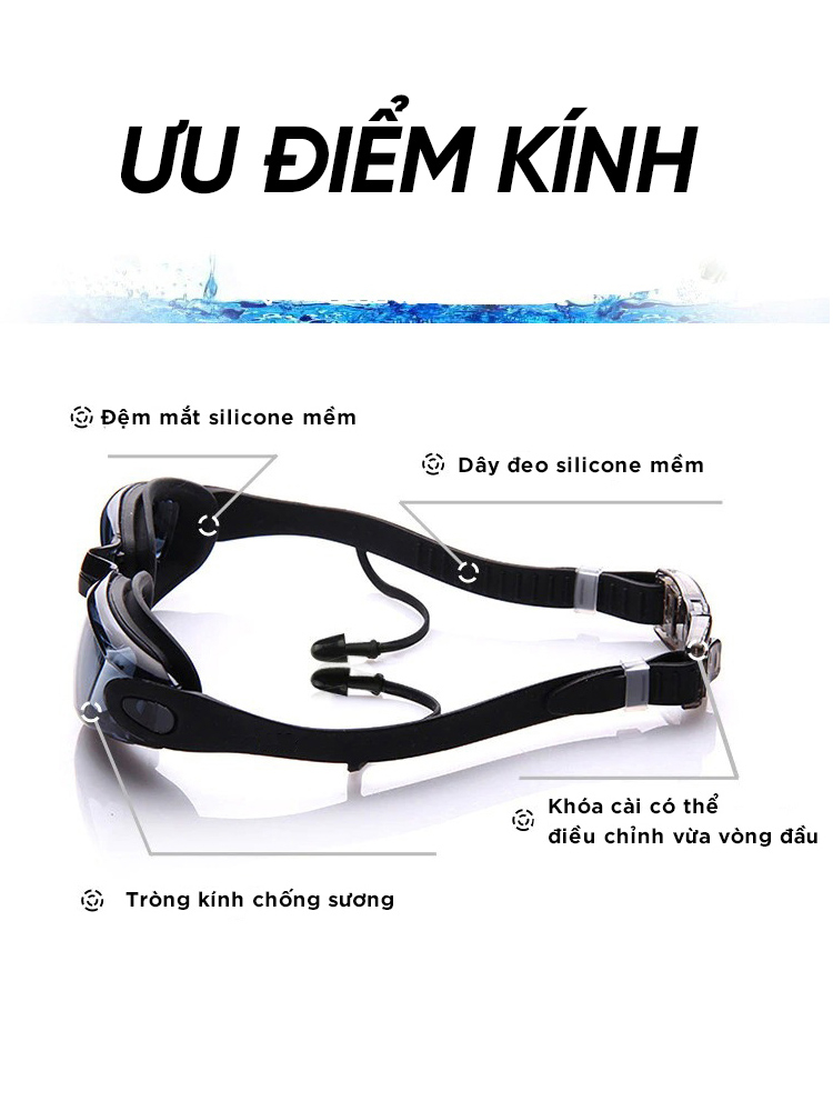 Ảnh Kính Bơi Kèm Bịt Tai Kính Bơi Tráng Gương Chống Sương Chống UV Đệm Mũi Dẻo Dai Dây Đeo Êm Ái Cleacco MC770 Boro Sport 1