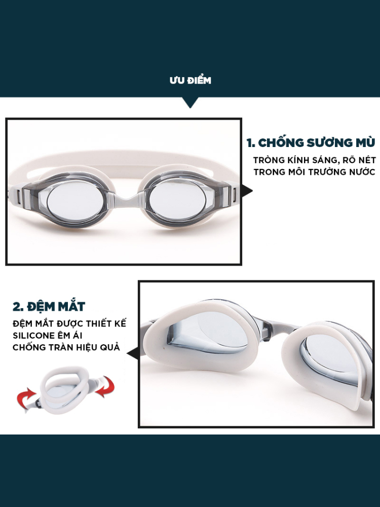 Ảnh Kính Bơi Cận Từ 2 Đến 7 Độ Kính Bơi Người Cận Dây Đeo Êm Ái Chống UV Chông Sương Thời Trang Cleacco SG1670 Boro Sport 2