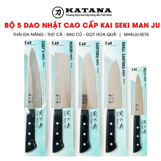 Bộ 5 dao Nhật cao cấp KAI Ấn Seki Man Ju - Thái đa năng - Thịt cá - Rau củ - Gọt hoa quả MANJU-SET5