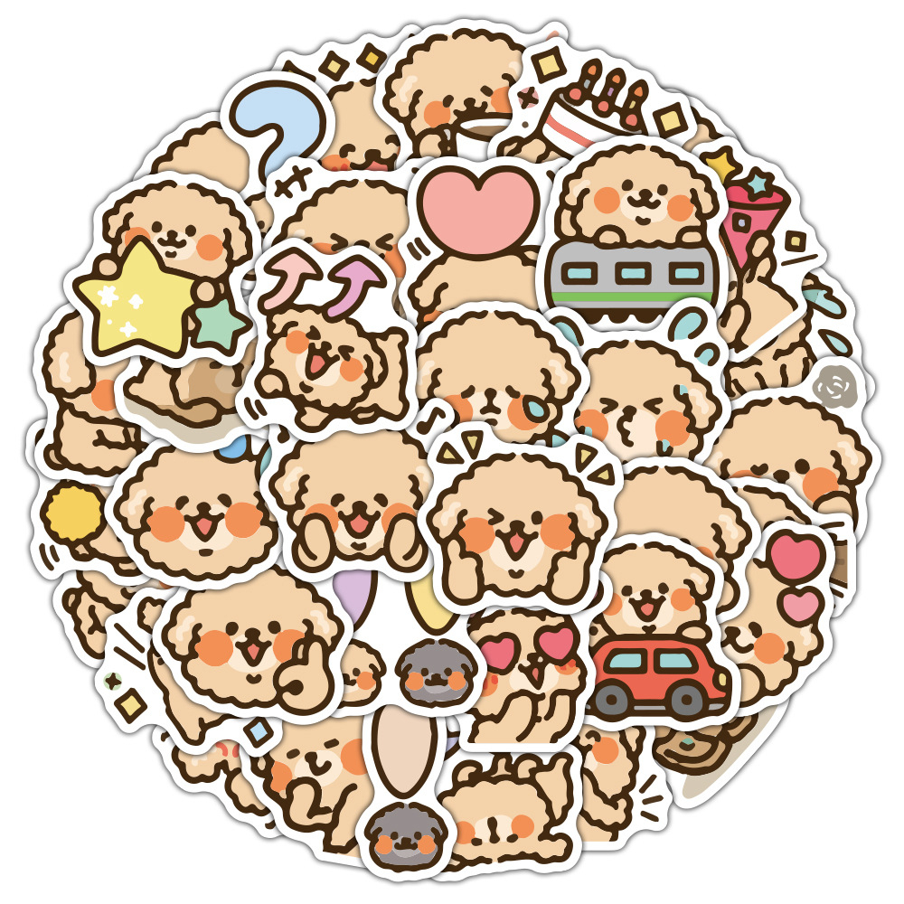 Sticker CHÓ POODLE NÂU hoạt hình cute trang trí mũ bảo hiểm,guitar ...