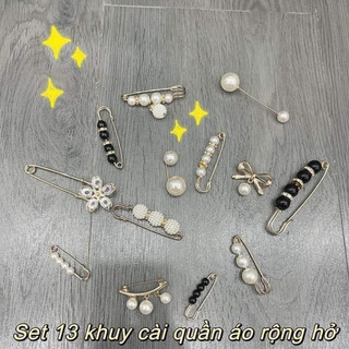 Set 13 chi tiết ghim cài quần áo, kẹp quần giảm size