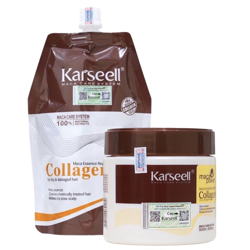 Kem hấp ủ phục hồi, siêu mượt tóc Collagen Karseell Maca chính hãng 500ml