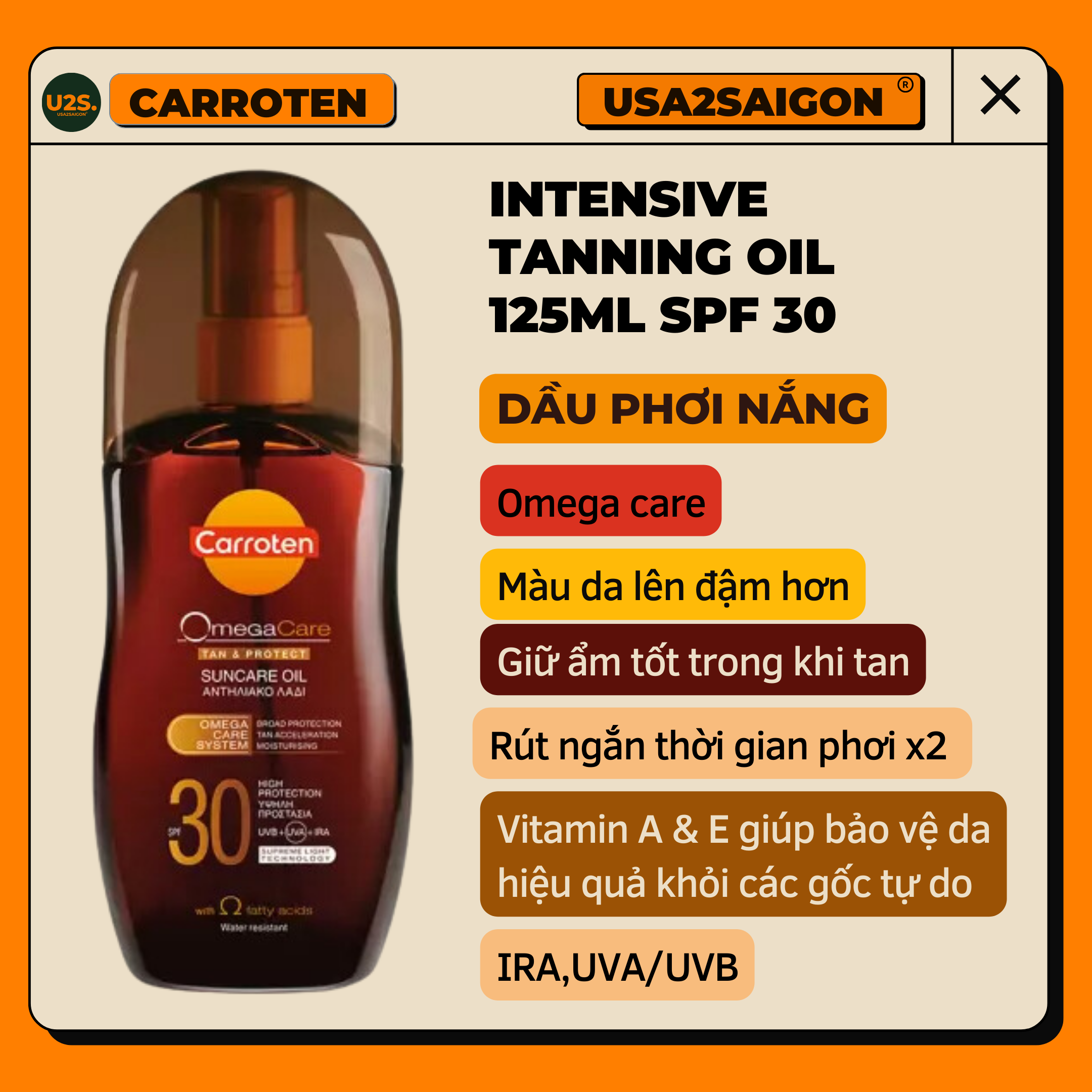 Dầu phơi nắng Carroten Intensive Tanning Oil SPF 30 125ml Shopee Việt Nam