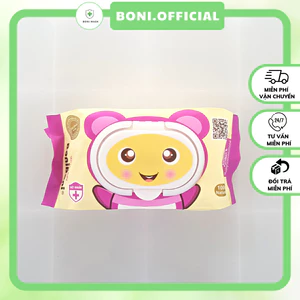 Khăn giấy ướt cao cấp baby hình gấu không mùi BoniBoni