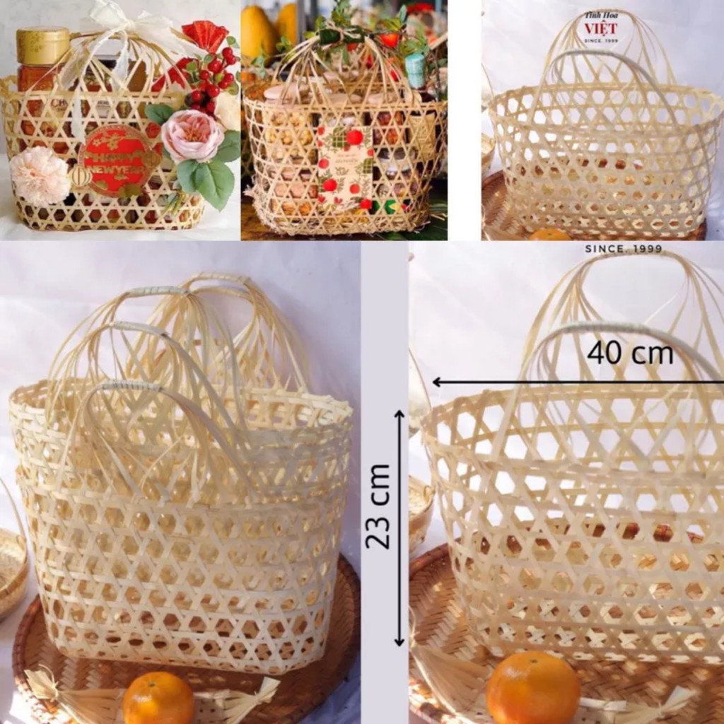 [GIÁ XƯỞNG] giỏ tre,làn tre trang trí,làm giỏ quà Tết | Shopee Việt Nam