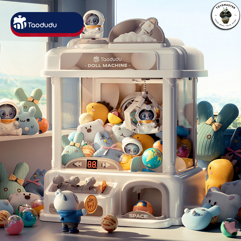 Máy Gắp Thú Mini Gấu Trúc,Thỏ Phi Hành Gia Kích Thước Lớn Có Nhạc Và Đèn Kèm Xu Đếm Thời Gian,Sẵn Nhiều Thú Bông Cho Bé