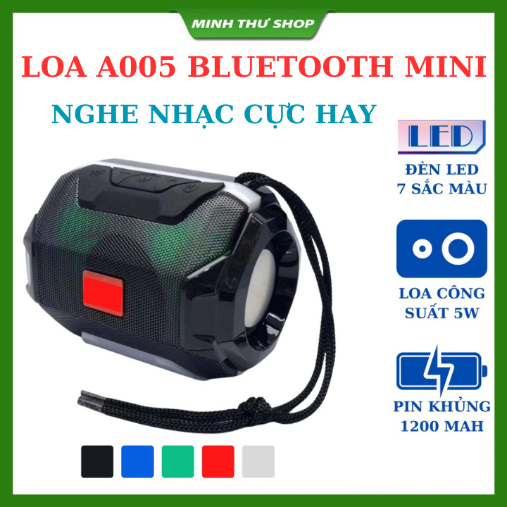 Loa bluetooth không dây mini A005 đèn led âm bass mạnh hỗ trợ lắp thẻ nhớ hàng cao cấp
