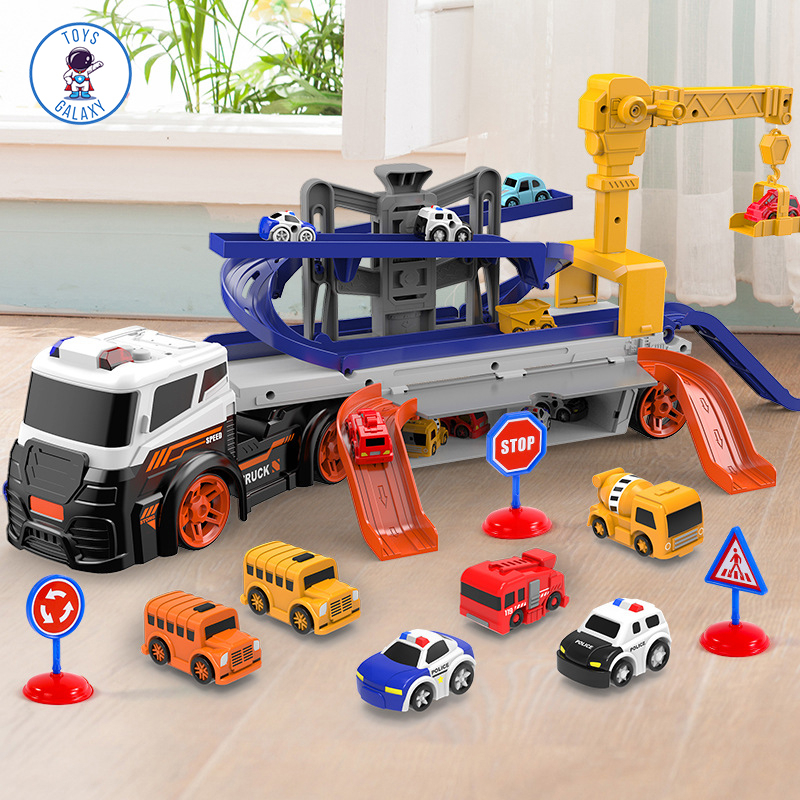 Ô Tô Đồ Chơi Xe Tải Container Biến Hình Đường Đua Cầu Trượt Có Nhạc ...
