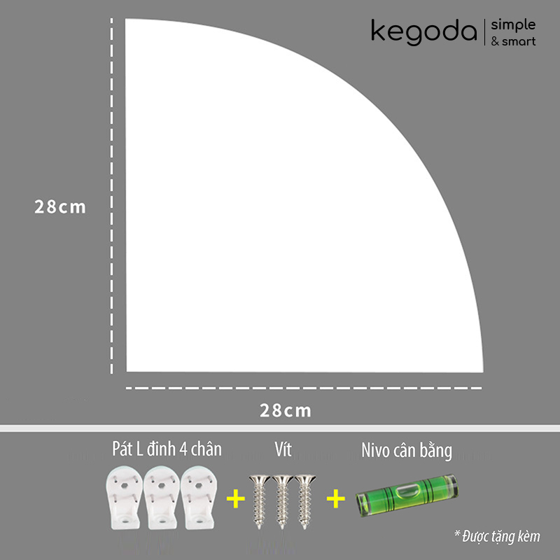 Ảnh Kệ Gỗ Góc Tam Giác Gắn Tường, Kệ Hình Quạt 28cm Mini Nhỏ Xinh Không Cần Khoan KEGODA KGD41 2
