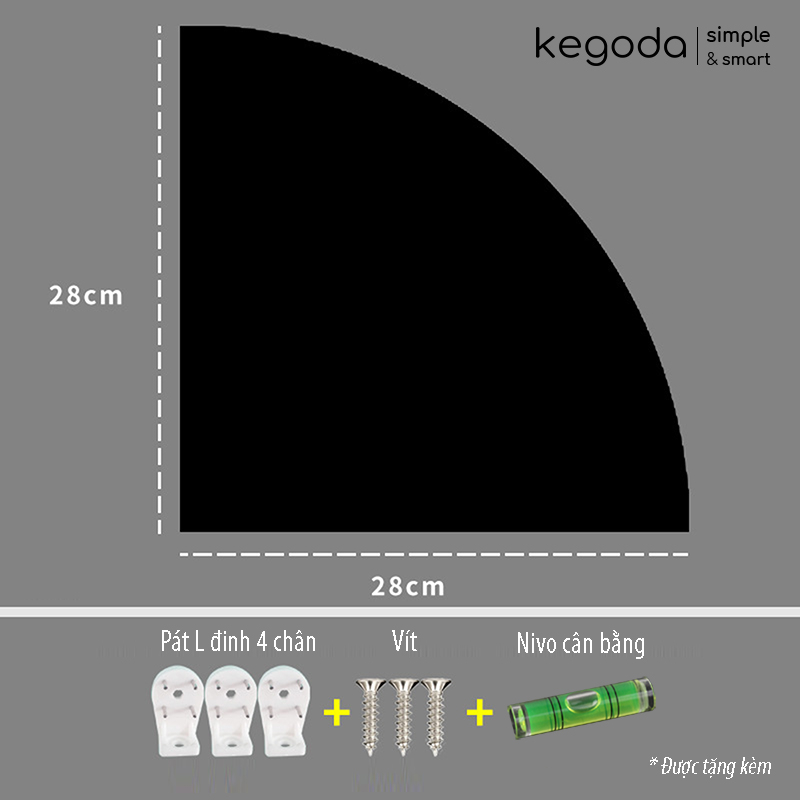 Ảnh Kệ Gỗ Góc Tam Giác Gắn Tường, Kệ Hình Quạt 28cm Mini Nhỏ Xinh Không Cần Khoan KEGODA KGD41 1