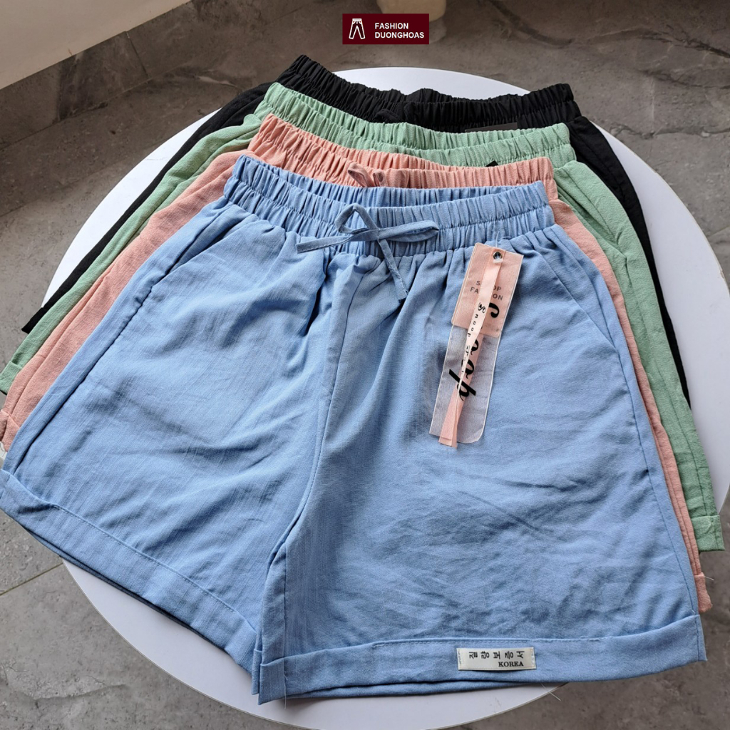 Quần short nữ chất đũi sần, quần sooc đùi mặc nhà mùa hè