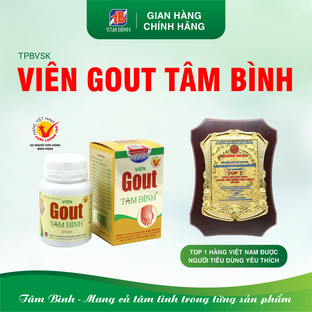 Ảnh Viên Gout Tâm Bình - Hỗ trợ đào thải axit uric, giảm đau do gout 2