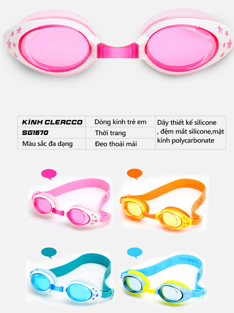 Ảnh Kính Bơi Cho Trẻ Em Chuyên Dụng YESURE CLEACCO cao cấp chống tia UV ,chống sương mờ chất liệu ABS, BORO SPORT 3
