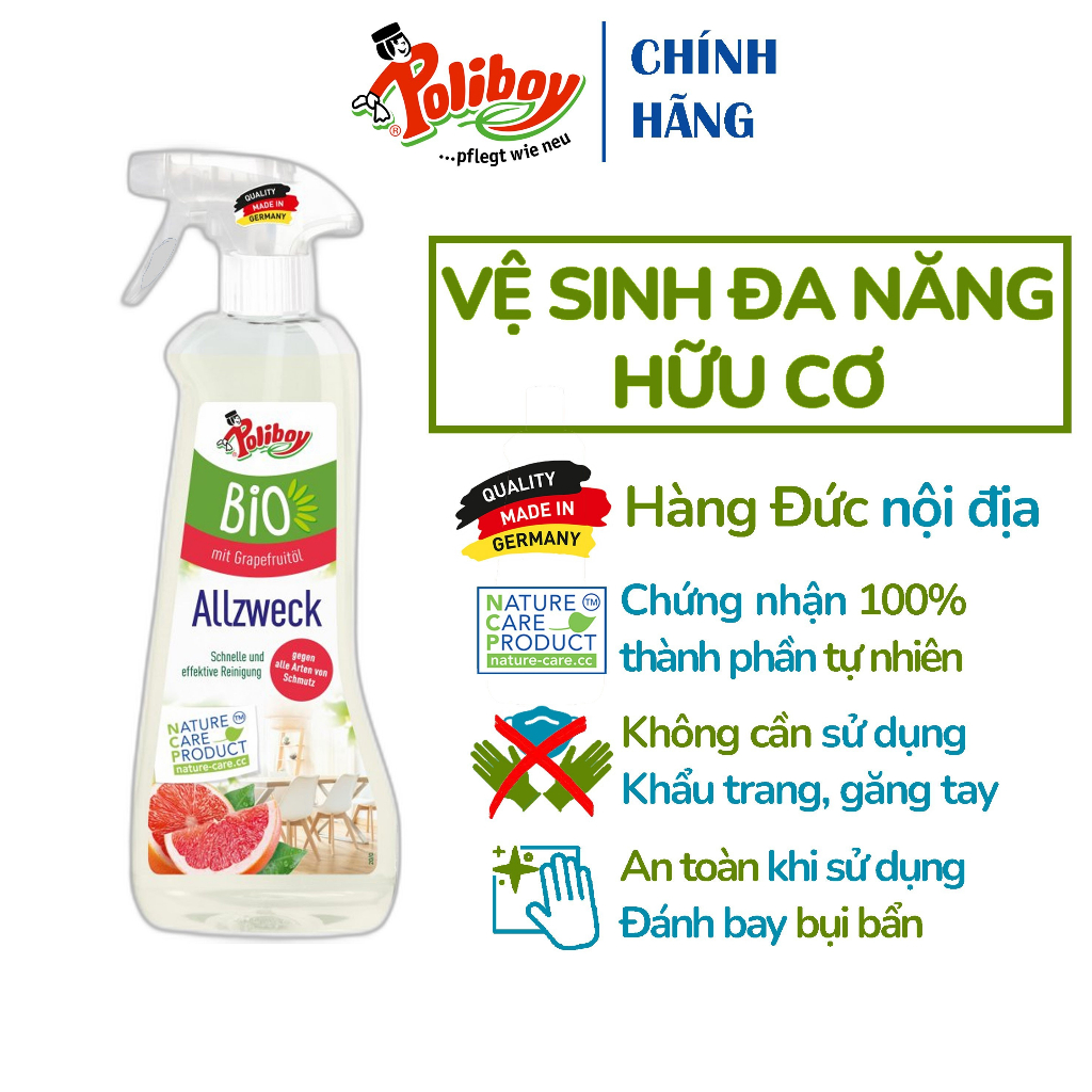 Ảnh Xịt Vệ Sinh Đồ Gỗ Nội Thất Hữu Cơ POLIBOY Làm Sạch Mọi Bề Mặt Nội Thất, Chống Bám Bụi Nội Thất 500ml 1