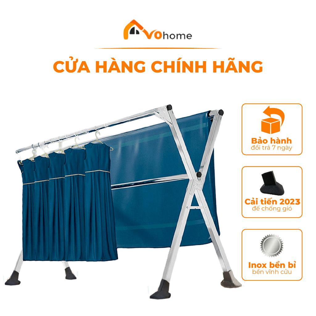 Giàn Phơi Quần Áo AVOHOME Inox Gấp Gọn Có Bánh Xe - Giải Pháp Thông Minh