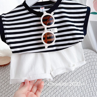 Quần áo bé trai. Đồ đi chơi bé trai. Bộ đi biển bé trai.Bộ bé trai. Set bé trai Châu Kids. Bộ áo kẻ sọc tay hến kèm quần