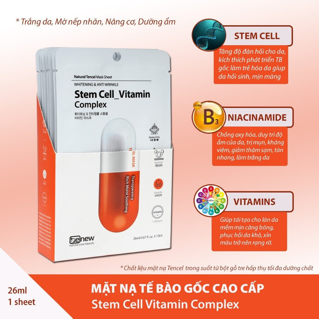 Ảnh Miếng Mặt Nạ Dưỡng Da Cao Cấp Benew Vitamin Complex 26ml 4