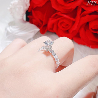Nhẫn nữ bạc xinh viền đá to đá chủ bạc LOPA