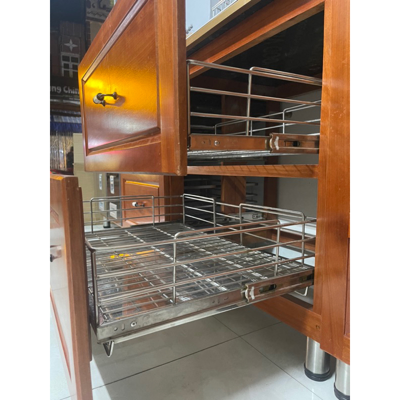 KỆ XOONG NỒI KỆ CHÉN BÁT LẮP TỦ BẾP TRỌN BỘ 2 TẦNG KÈM KHAY HỨNG NƯỚC ...