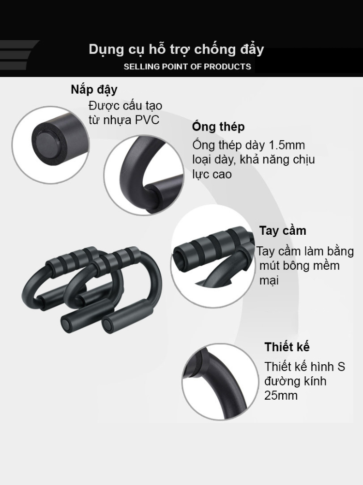 Ảnh Dụng Cụ Hít Đất Bảo Hành 12 Tháng Bộ Tập Chống Đẩy Tay Cầm Đệm Xốp Êm Ái Lõi Thép Chịu Lực Cao Cleacco DCHD Boro Sport 1