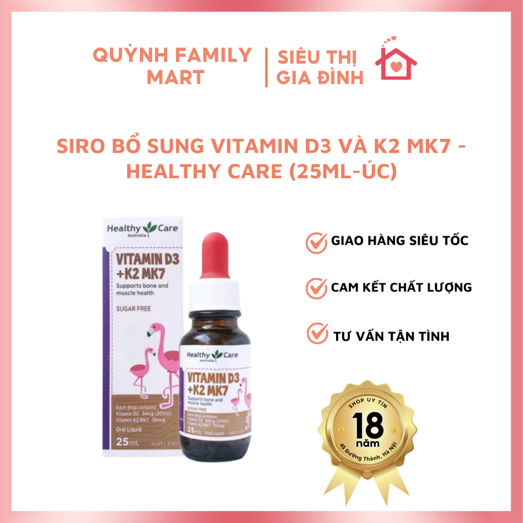 Siro Bổ Sung Vitamin D3 Và K2 Mk7 Healthy Care 25ml Úc Shopee Việt Nam