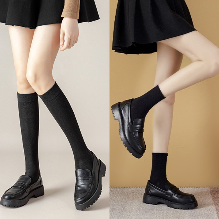 Vớ dài cổ cao qua gối thiết kế kẻ ngang phong cách Lolita 3B dễ thương năng động MS1005