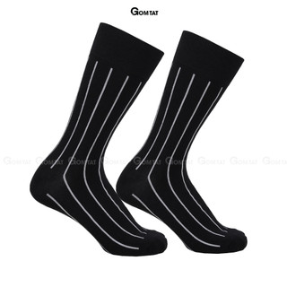Tất vớ nam công sở cổ cao đi giày tây GOMTAT mẫu sọc trắng đen, chất liệu cotton cao cấp - TAY-DENSOCTRANG-1DOI