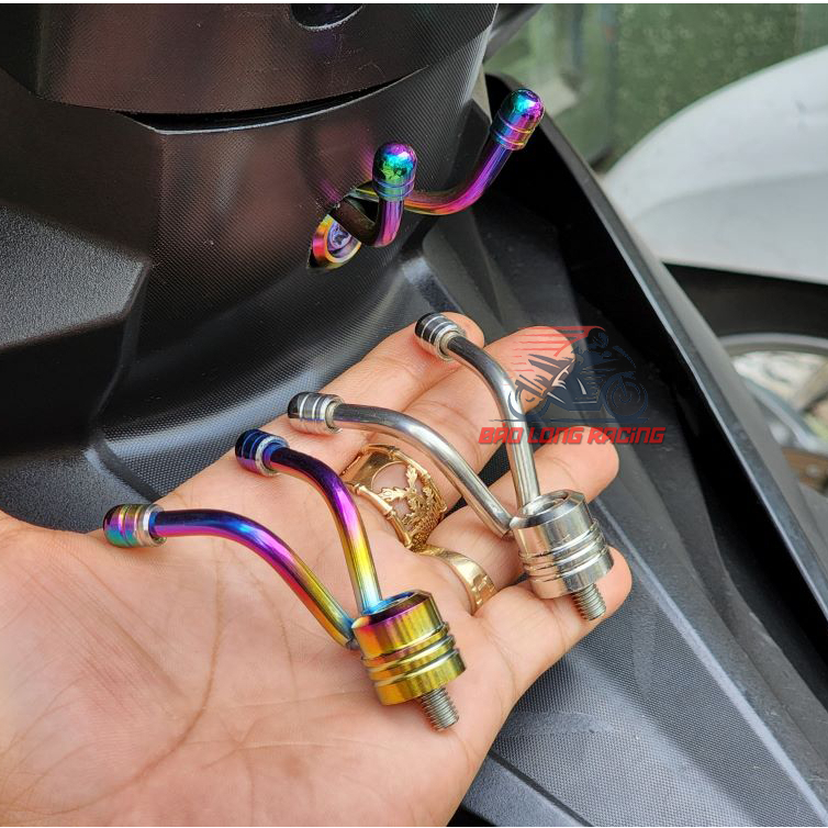 Móc Treo Đồ Xe Máy Kiểu 2 RÂU DẾ Inox và Inox Xi Titan 7 màu Tiện Gọn Chắc Chắn bền Đẹp giá tốt