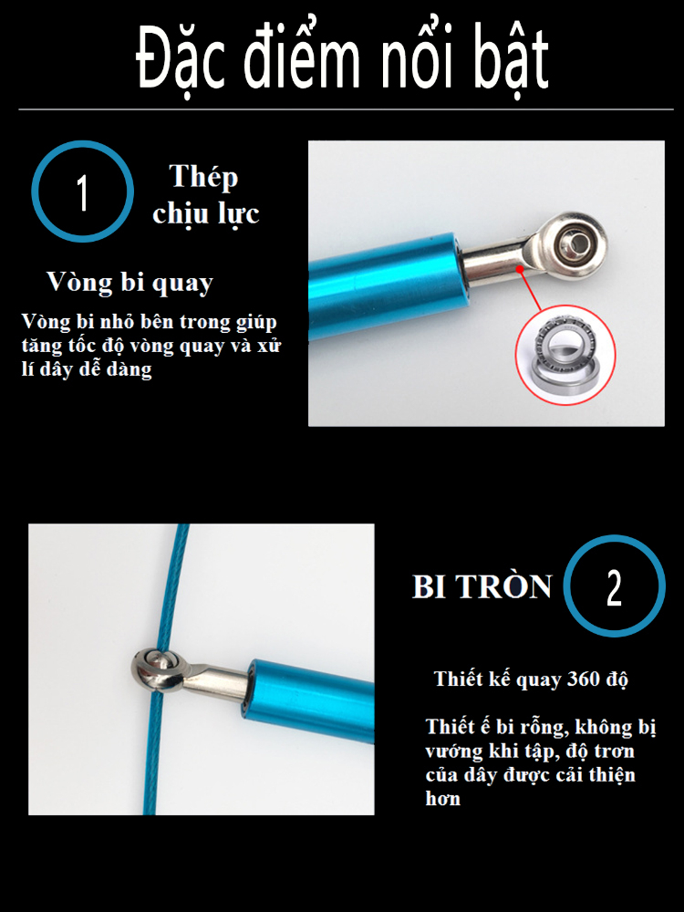 Ảnh Dây nhảy Bảo Hành 12 Tháng Dây Nhảy Thép Tay Cầm Hợp Kim Nhôm Chắc Chắn Cleacco DNT Boro Sport 2