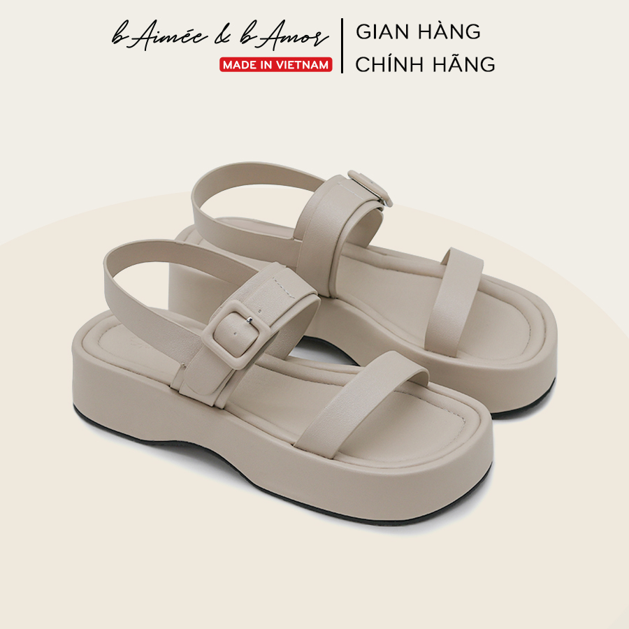 Sandal nữ quai hậu Gabine Buckled đế bằng dép bánh mì quai ngang thời trang bAimée & bAmor - MS3045