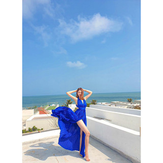 Maxi lụa dập ly xẻ đùi (ẢNH KHÁCH FEEDBACK)