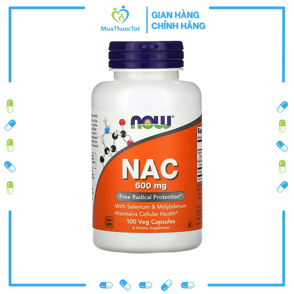 Viên Uống Ngừa Oxy Hóa Now Nac 600mg With Selenium & Molybdenum 100 