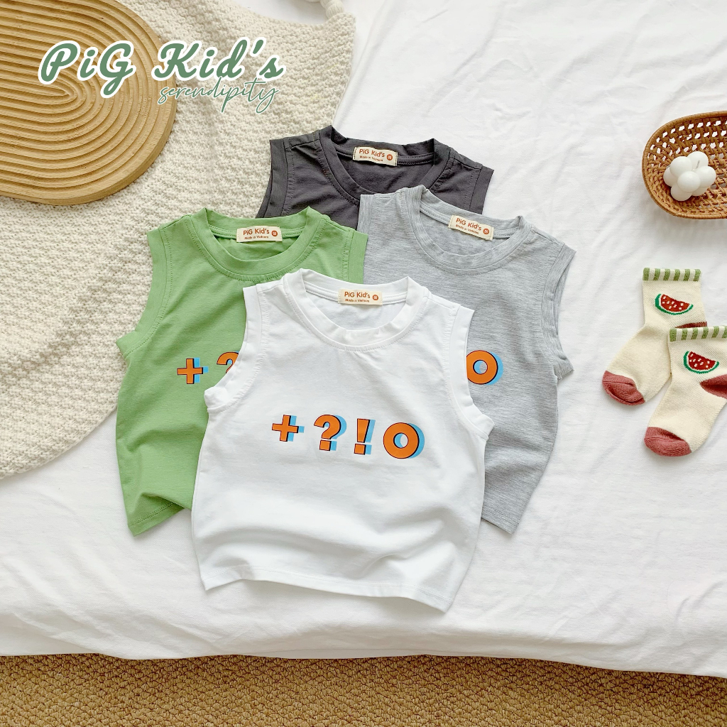Áo ba lỗ hoạ tiết unisex cho bé, áo thun sát nách ba lỗ mềm mát