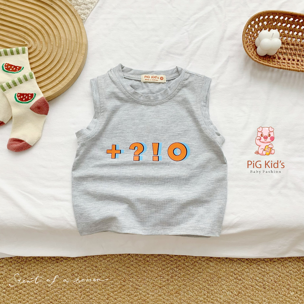 Áo ba lỗ hoạ tiết unisex cho bé, áo thun sát nách ba lỗ mềm mát
