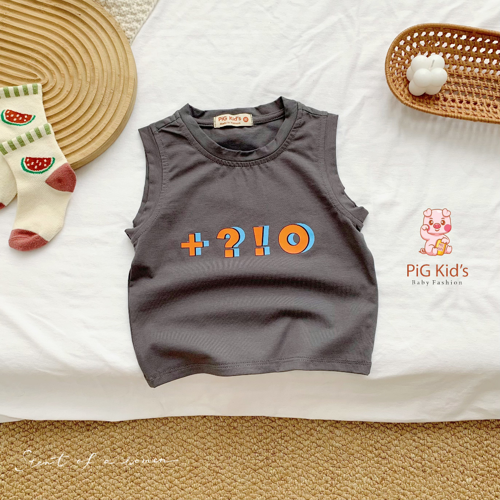 Áo ba lỗ hoạ tiết unisex cho bé, áo thun sát nách ba lỗ mềm mát
