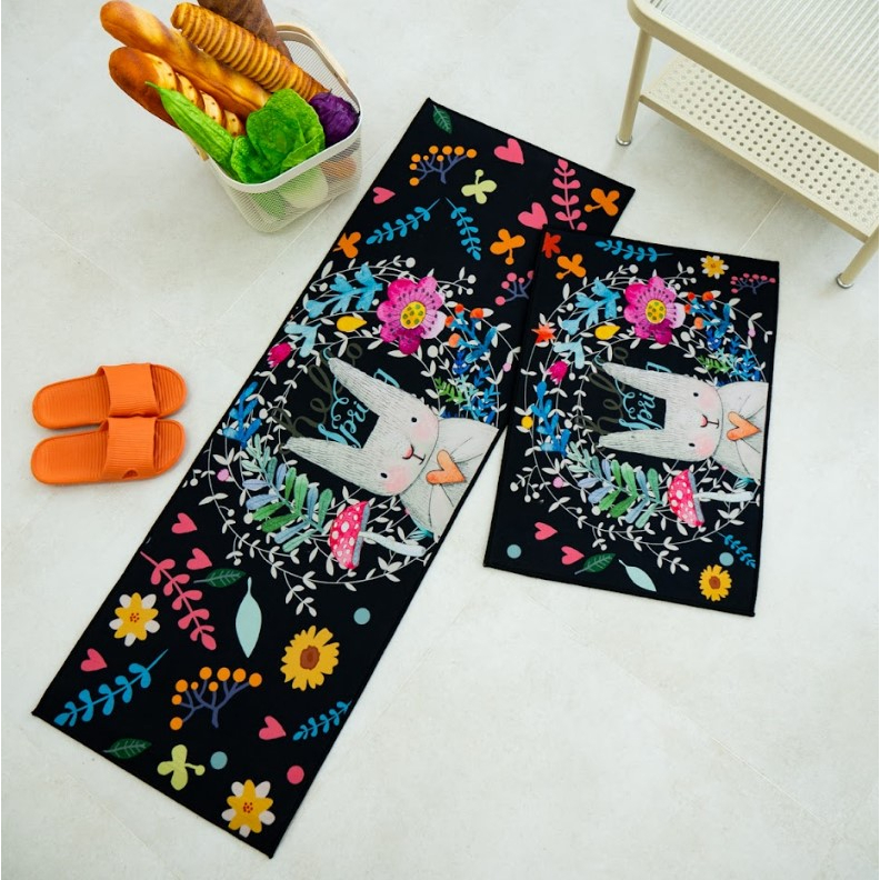 Set Thảm Nhà Bếp Chất Nhung Nỉ Họa Tiết Hiện Đại Sang Trọng