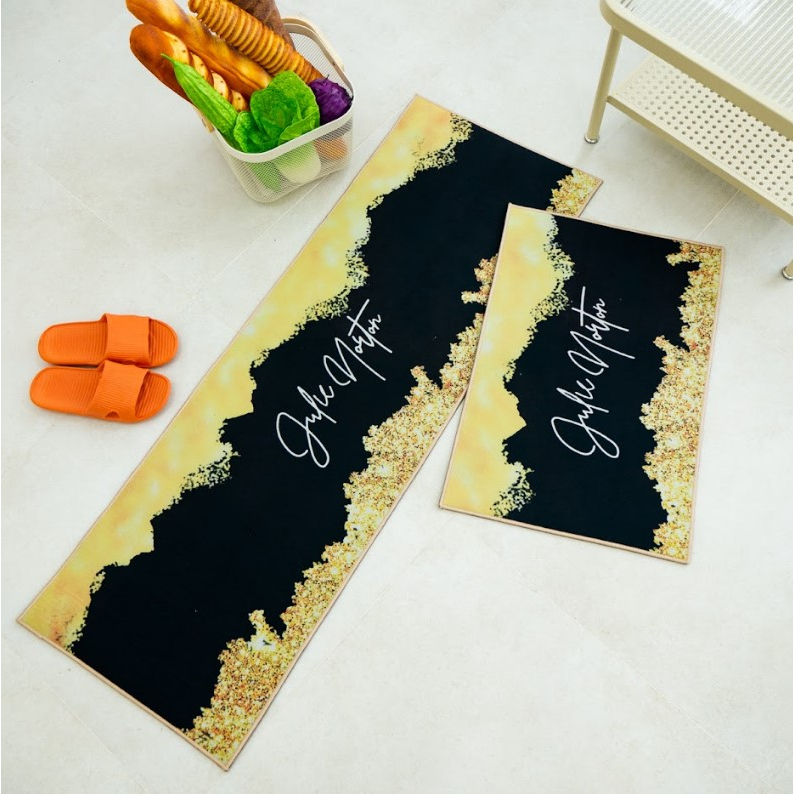 Set Thảm Nhà Bếp Chất Nhung Nỉ Họa Tiết Hiện Đại Sang Trọng