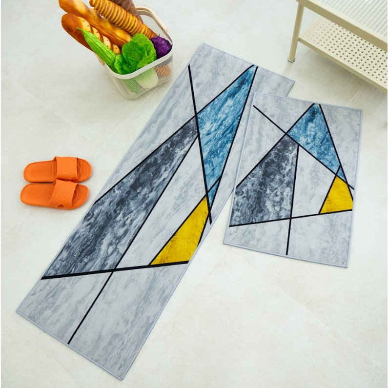 Set Thảm Nhà Bếp Chất Nhung Nỉ Họa Tiết Hiện Đại Sang Trọng