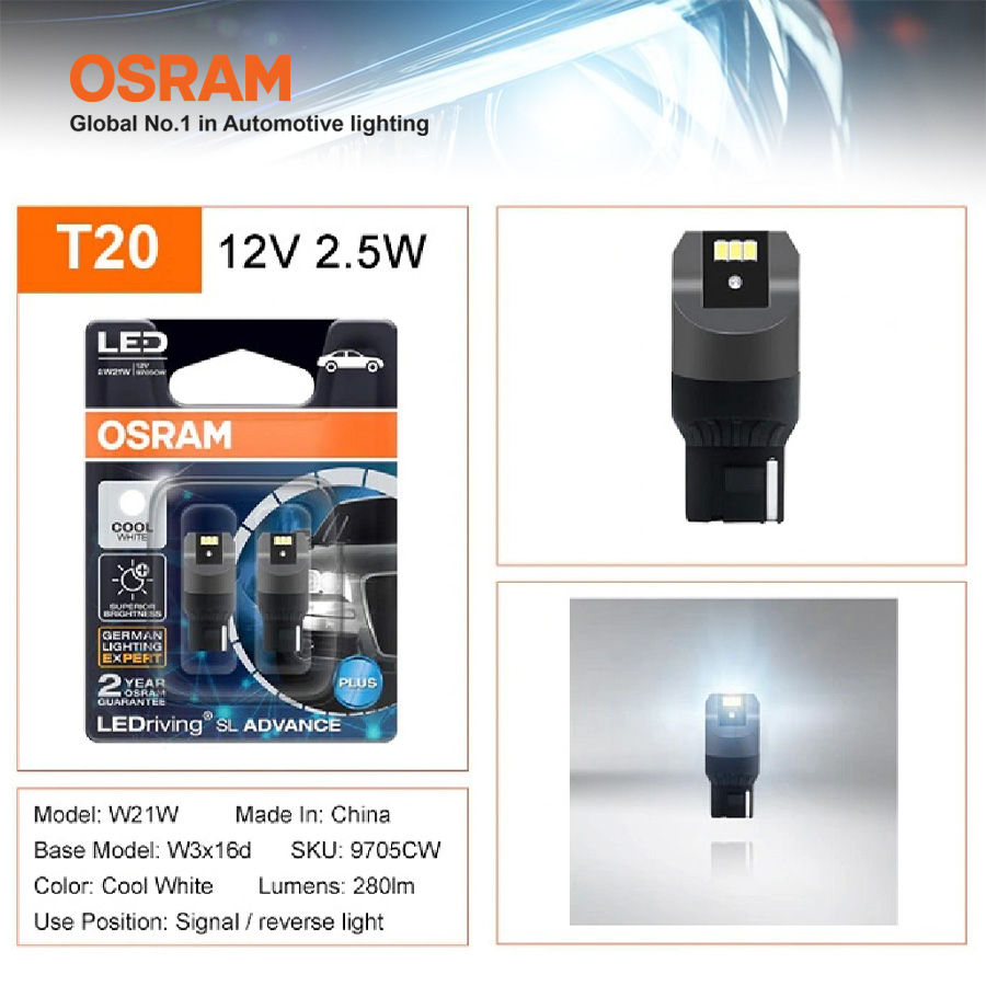 Combo 2 Bóng Đèn Led Tín Hiệu AUX OSRAM T20 12V