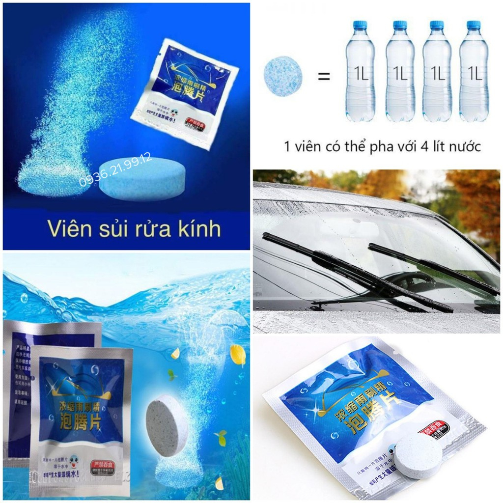 Combo 100 viên sủi vệ sinh kính chắn gió, sạch mọi mảng bám
