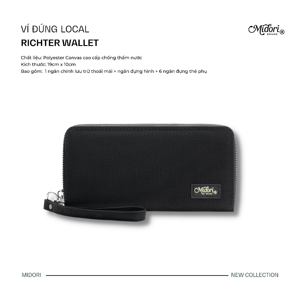 Ví Vải Ngang Dài RICHTER WALLET Nam Nữ Polyester Siêu Bền Đẹp Chống Nước Unisex local brand