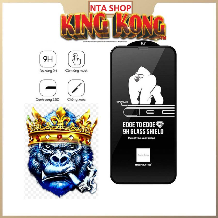 Kính cường lực iphone full màn wekome kingkong trong suốt X/Xs Max/11 Pro Max/12 Pro Max14 Pro max /15 Pro max 16 Promax