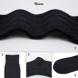 Hộp 4 đôi tất đen nam cao cổ GOMTAT mẫu gân chìm, vớ nam công sở cổ cao chất liệu cotton cao cấp - STA-MIX09-DEN-CB4