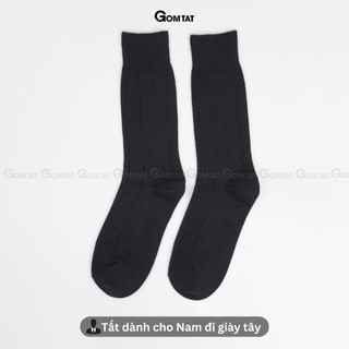 Hộp 4 đôi tất đen nam cao cổ GOMTAT mẫu gân chìm, vớ nam công sở cổ cao chất liệu cotton cao cấp - STA-MIX09-DEN-CB4