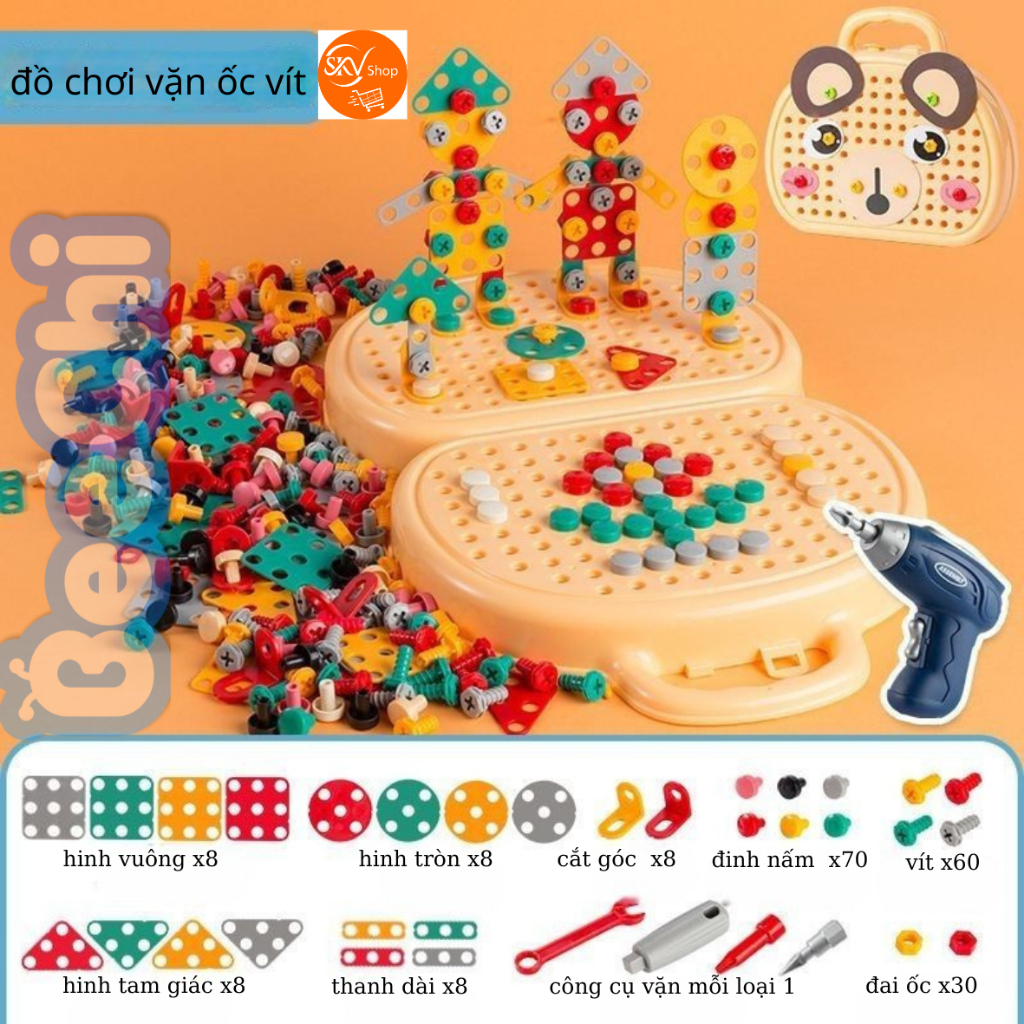 Bộ đồ chơi kỹ sư lắp ráp - đồ chơi vặn ốc vít - Cho bé từ 3 tuổi