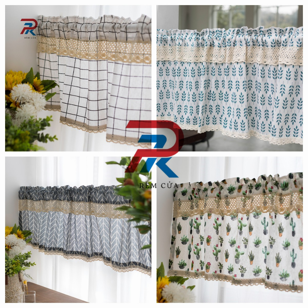 (KHÔNG MAY VIỀN REN) Rèm Canvas Ngắn Rèm Bếp Rèm Tủ Dán Tường Đa Năng ...